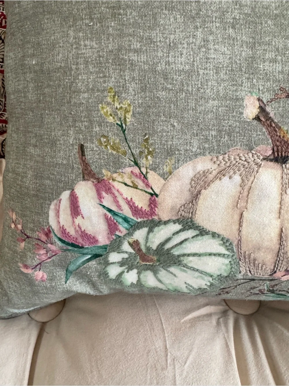 Farmhouse by Rachel Ashwell Embroidered Fall Ascent Oblong Pillow 14x24 Pumpkins